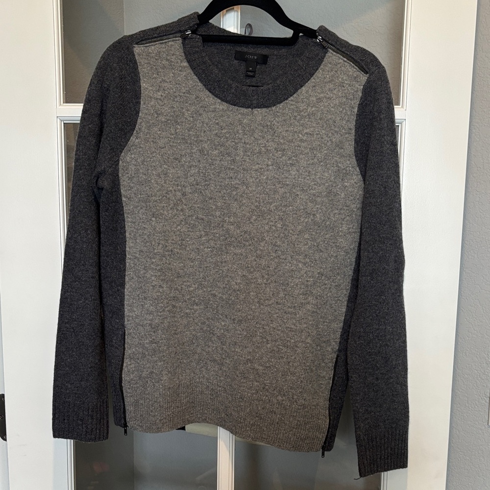 J. Crew Two-Tone Gray Sweater zipper accents